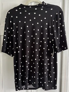 Alfani Large Black Polka Dot Short Sleeve Blouse - Picture 1 of 4