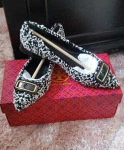 Tory Burch GEORGIA POINTED TOE FLAT Black White Size 8.5  (New in Box) $358 - Picture 1 of 6