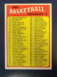 Tarjetas de baloncesto Topps 1971-72 #144 B lista de verificación #1 - Imagen 1 de 2