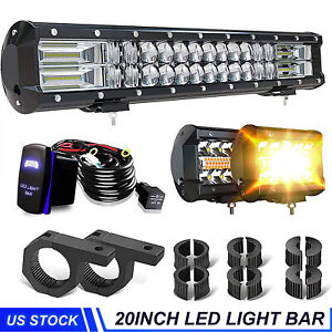 20'' 126W LED Work Light Bar Flood & Spot Beam Bumper For Car GMC Truck Boat