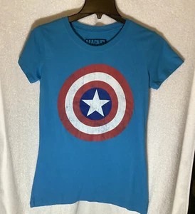 MARVEL AVENGERS Crop Sleeve T-SHIRT Girls Youth L Caption America - Picture 1 of 5