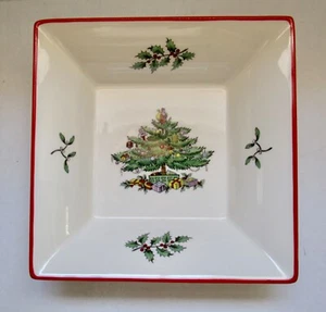 Spode Christmas Tree Red Band Square Tray - 6" x 6" - S3324-A3 - Picture 1 of 5