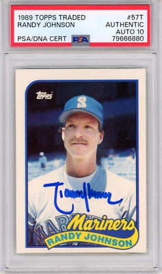 Graded 1989 Topps Traded Randy Johnson #57T Rookie RC Card PSA 10 Auto Gem Mint - Image 1 of 2