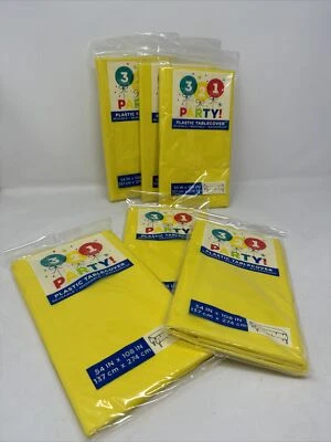 Paquete de 6 manteles de plástico para fiesta de cumpleaños 54”x 108” AMARILLO NEÓN 3 2 1 fiesta nuevo Foto 1 de 4
