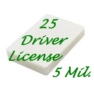 LAMINATING 4 LESS 25 Driver License 5 Mil Laminating Pouches Laminator Sheets 2-3/8 x 3-5/8