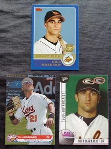 2003 NICK MARKAKIS TOPPS DRAFT ROOKIE #8 & 2004 DELMARVA #17 & 2005 KEYS MINORS - Picture 1 of 7