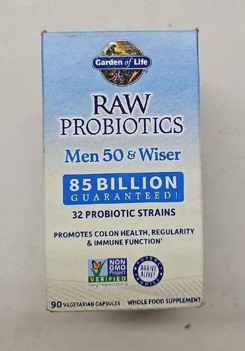 Garden of Life RAW Probióticos Hombres 50 y Más Sabios 85 Mil millones, 90 Cápsulas EXP 7/2026 Foto 1 de 1