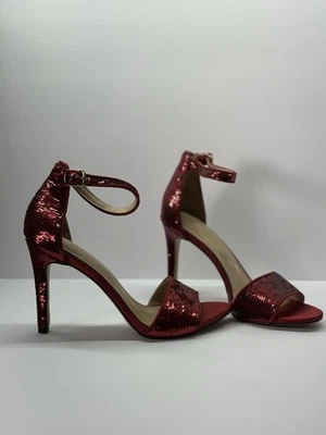 Ruby Slipper Heels |ALDO Red Sequin Ankle Strap Stilettos| Dorothy Oz Glam Sz7.5 - Image 1 of 4