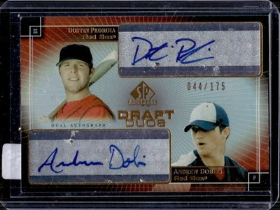 SP Prospects Dustin Pedroia Andrew Dobies Draft Duos 2004 doble automático RC #44/175 Foto 1 de 2