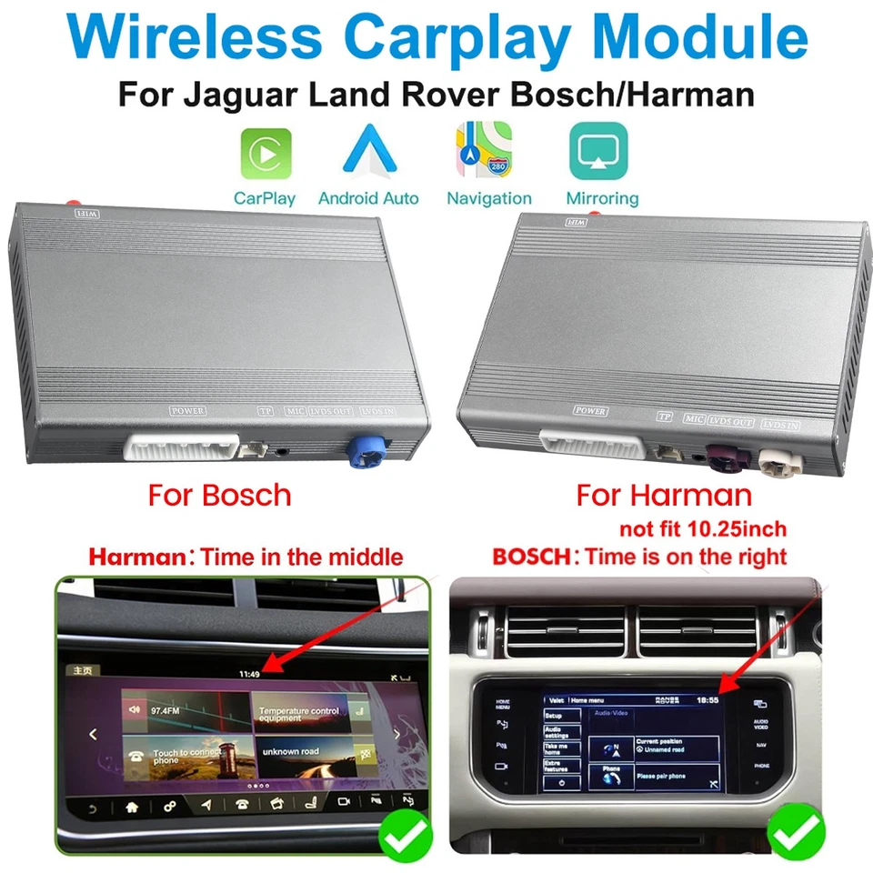 Wireless Carplay Android Auto Retrofit For Land Rover Jaguar XE XF Bosch/Harman - Image 1 of 4
