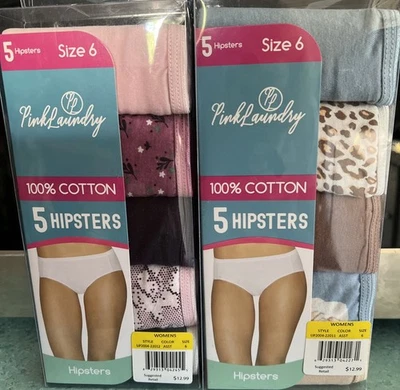 ЛОТ: 2 упаковки. Розовый прачечная упаковка (5) хипстеры размер 6 нижнее белье новый в коробке - Изображение 1 из 4