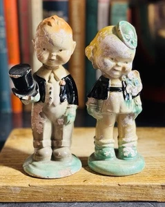 Chalkware KEWPIE Pair Boy Girl Statue Figure Carnival Fair Souvenir Vintage Doll - Picture 1 of 9