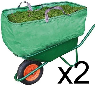 270L Garten Schubkarren Tasche x2 - Schwerlast PP Lastenträger mit Griffen grün - Bild 1 von 4