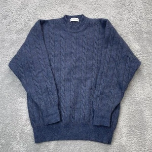 Suéter De Colección Manrico Para Hombres Medio Azul Cachemira Cable Tejido Grueso Pescador Crew - Imagen 1 de 8