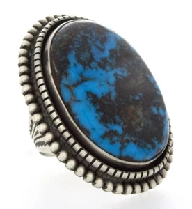 10 - Natural Egyptian Turquoise Statement Ring By Navajo Artist Calvin Martinez - Picture 1 of 5