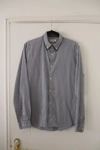 MENS NEXT SHIRT. SIZE MEDIUM. SLIM FIT.BLACK WHITE STRIPE. EXCELLENT CONDITION. - Picture 1 of 3