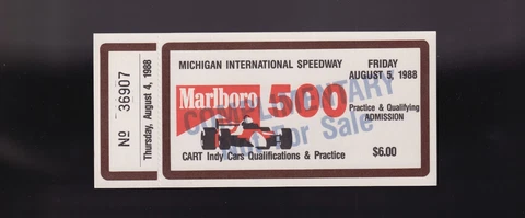 1988 Michigan Speedway-Qualifying Ticket-MEARS WINS POLE-MARLBORO 500-INDY Cover