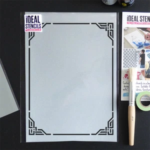 Art Déco Stil Rahmen Schablone Vintage Shabby Chic Wand Möbel Malen Schablone - Bild 1 von 4