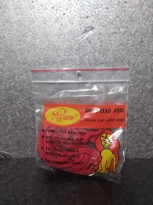 Vintage Resco Show Lead #550 Nylon Large Dogs Red Made In USA NEW  - Image 1 of 3