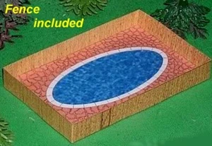CLEARANCE SALE! Really Neat N Scale Swimming Pool w/Wooden Fence kit - Picture 1 of 6