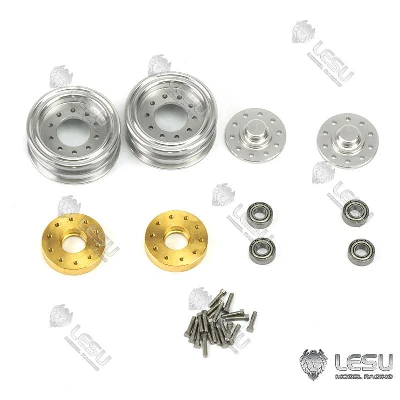 LESU Metal Rear Wheel Hub Pair Tires For 1/14 RC Forklift Model Car Truck Parts - Image 1 of 4