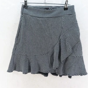 SPORTSGIRL Womens Size XXS 'Cut & Sew' Black & White Stripe Mini Skirt Frill Hem - Picture 1 of 14