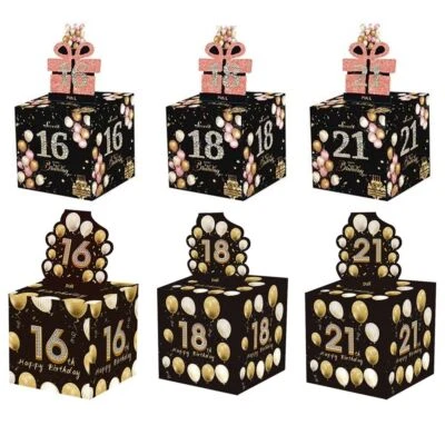 Birthday Surprise Cash Pull Gift Boxs 16th 18th 21st Surprise Money Box  Party - image 1 of 4