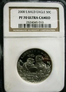 2008-S 50C Proof Bald Eagle Commemorative Half Dollar NGC PR70 Ultra Cameo - Picture 1 of 2