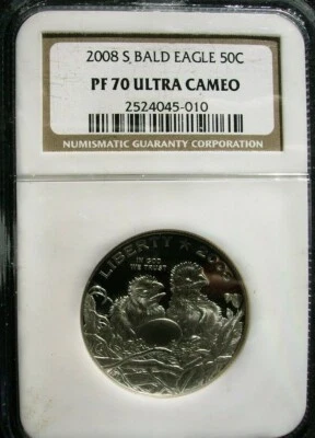 2008-S 50C Proof Bald Eagle Commemorative Half Dollar NGC PR70 Ultra Cameo - Image 1 of 2