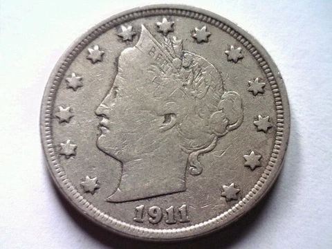 1911 LIBERTY NICKEL FINE+ F+ NICE ORIGINAL COIN FROM BOBS COINS FAST 99c SHIP Cover