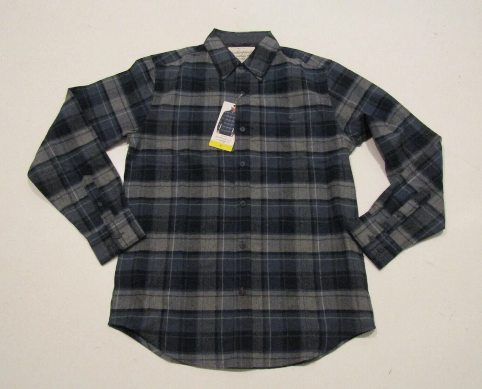 WEATHERPROOF Button Up Blue Plaid Flannel Shirt Sz Small Mens