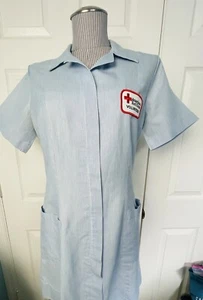 Vintage American Red Cross Volunteer Nurse Uniform Zip Dress Patches Hoover USA - Picture 1 of 13