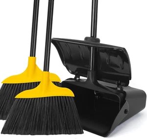 Indoor/Outdoor Heavy Duty Broom and Dustpan Set,Upright Plastic Commercial Dust - Picture 1 of 12