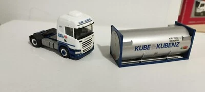 Herpa Scania R trattore herpa 1/87 Kube Kubenz + silos container e specchi - Immagine 1 di 3