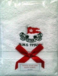 White Star Line RMS Titanic Embroidered Cotton Bath Towel - Picture 1 of 1
