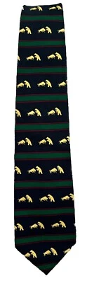 Corbata a rayas Alynn Neckwear Bull Bear Stock Market 100 % seda azul marino verde Foto 1 de 4