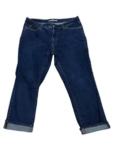 Land’s End Straight Leg Stretch Capri Jeans Cuffed Denim Blue Women's Size 12 - Picture 1 of 10