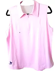 Polo da golf Belyn Key donna XL rosa senza maniche 1/4 zip rete pannello posteriore - Foto 1 di 11