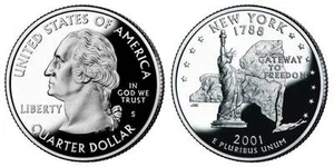2001 S GEM BU PROOF New York STATE QUARTER BRILLIANT UNCIRCULATED PF COIN #3392 - Picture 1 of 1