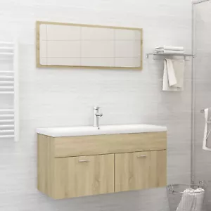 Bathroom Furniture Set Sonoma Oak Engineered Wood U4H2 - Picture 1 of 12