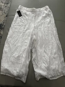 Thalia Sodi New White Lined Cropped Pants Sz LG - Picture 1 of 7