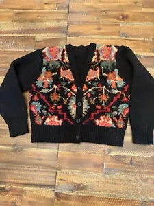 Ladies XS/S Wool Blend Shrunken Cropped Sweater GORGEOUS pattern Handmade - Picture 1 of 8