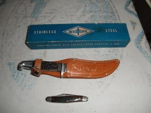 MIB Western USA S-639 Black Delrin 9" Fixed Blade Hunting Knife w/W742 pocket - Picture 1 of 10