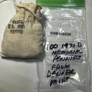 Lot of 100 1971-D Memorial Pennies - US Mint - Denver - In Bag COBM-6338 - Picture 1 of 8