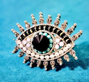 1pc Vintage Inspired Rhinestone Angel Eye Brooch, Devil's Eye Corsage Pin - Picture 1 of 6