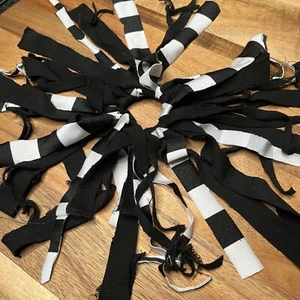 Black Striped Fringe Hair Tie Mummy Costume Halloween Ghost Gothic Cheerleader - Picture 1 of 3