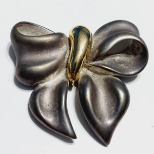 Silberfarbene goldfarbene Brosche Anstecknadel Band Schleife 2,5 Zoll - Bild 1 von 5