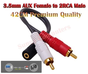 3,5 mm AUXILIAR hembra a 2 RCA 2RCA macho cable adaptador de audio estéreo cable auriculares AU - Imagen 1 de 1