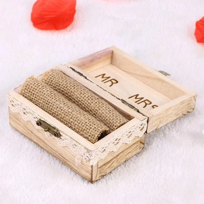  Schmuckschatulle Klein Trauringe Box Rustikale Hochzeitsdekorationen Ringhalter - Bild 1 von 4