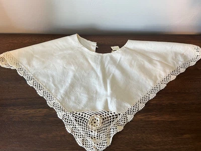 Babero ANNIE Vintage Cuello Desmontable FLOR ENCAJE Marfil BLANCO ROTO TELA WOOLWORTH Foto 1 de 4